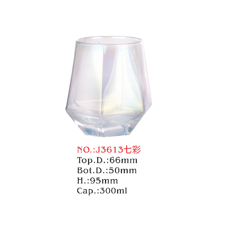 Taza de huevo cónica trapezoidal taza de cristal taza de whisky taza de vino de color galvanizado taza de té de leche