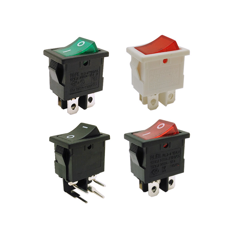 供应各种家电产品选用电源开关 医疗设备红灯绿灯双极4脚船型开关
