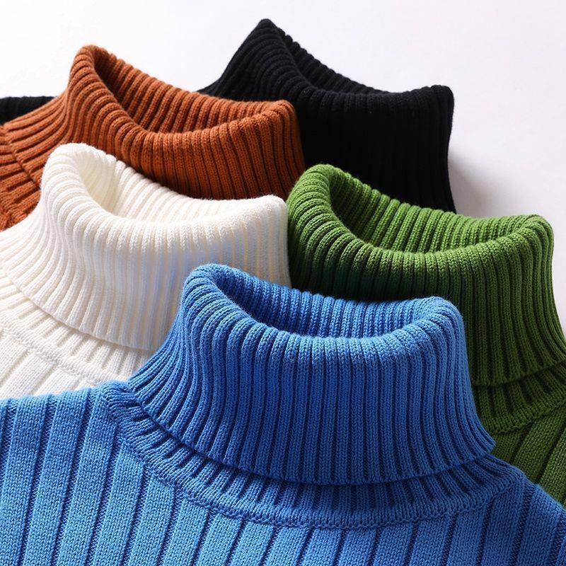 Factory Direct Sale Men's Turtleneck Slim Fit Thick Warm Autumn and Winter Knitwear Solid Color Base Sweater Wholesale