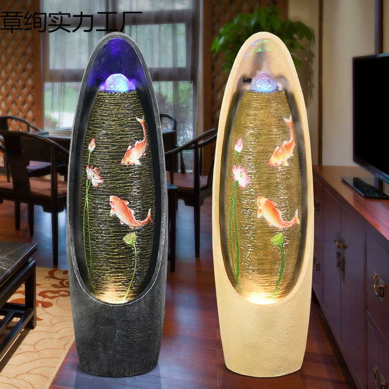 Легкий роскошный фонтан с проточной водой, вход в гостиную, циркуляционный увлажнитель воды, колесо фэн-шуй, пейзаж, напольное украшение, украшение, привлекающее богатство.