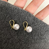 Fashionable advanced zirconium from pearl, retro earrings, high-quality style, french style, light luxury style, 2023 collection, wholesale