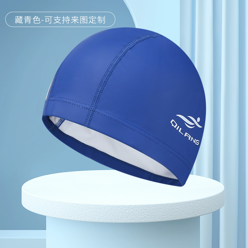 Gorro de natación impermeable adulto PU recubrimiento unisex cuidado del cabello protección del oído no-Apretar la cabeza gorra de natación al por mayor logotipo impreso