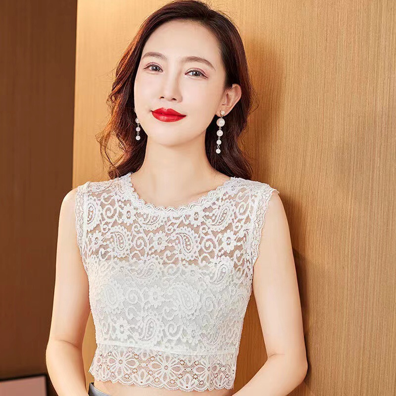 New Lace Small Vest Short Summer Leak-proof Underwear Anti-light Elegant Lace Lace Fake Collar Low Collar