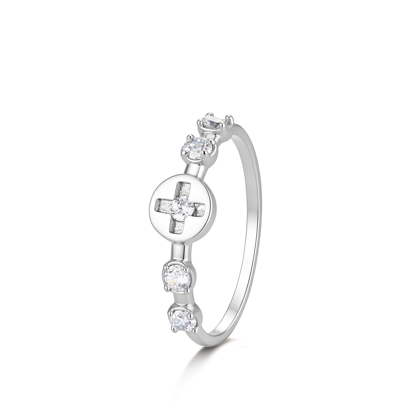 Xuping nicho de moda personalidad anillo de cruz hueco diseño de aleación de cobre chapado blanco simple sin género anillo