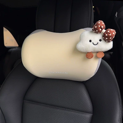 Headrest, Car Headrest Memory Foam - coffee-dot-cloud-right-rice-neck-pillow