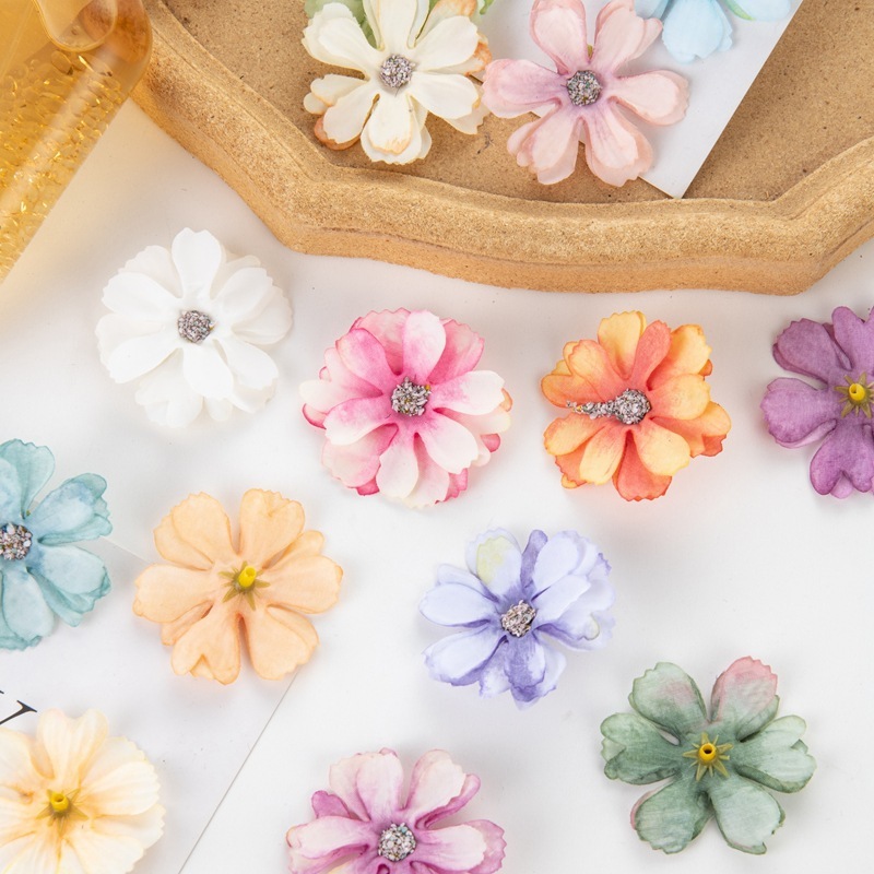 Simulation star flower diameter about 4.5cm daisy ethnic headwear DIY handmade gift box candy box decorative flowers