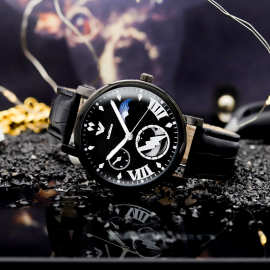 德国超薄青少年手表男学生表真皮带款潮流夜光防水男孩简约石英表