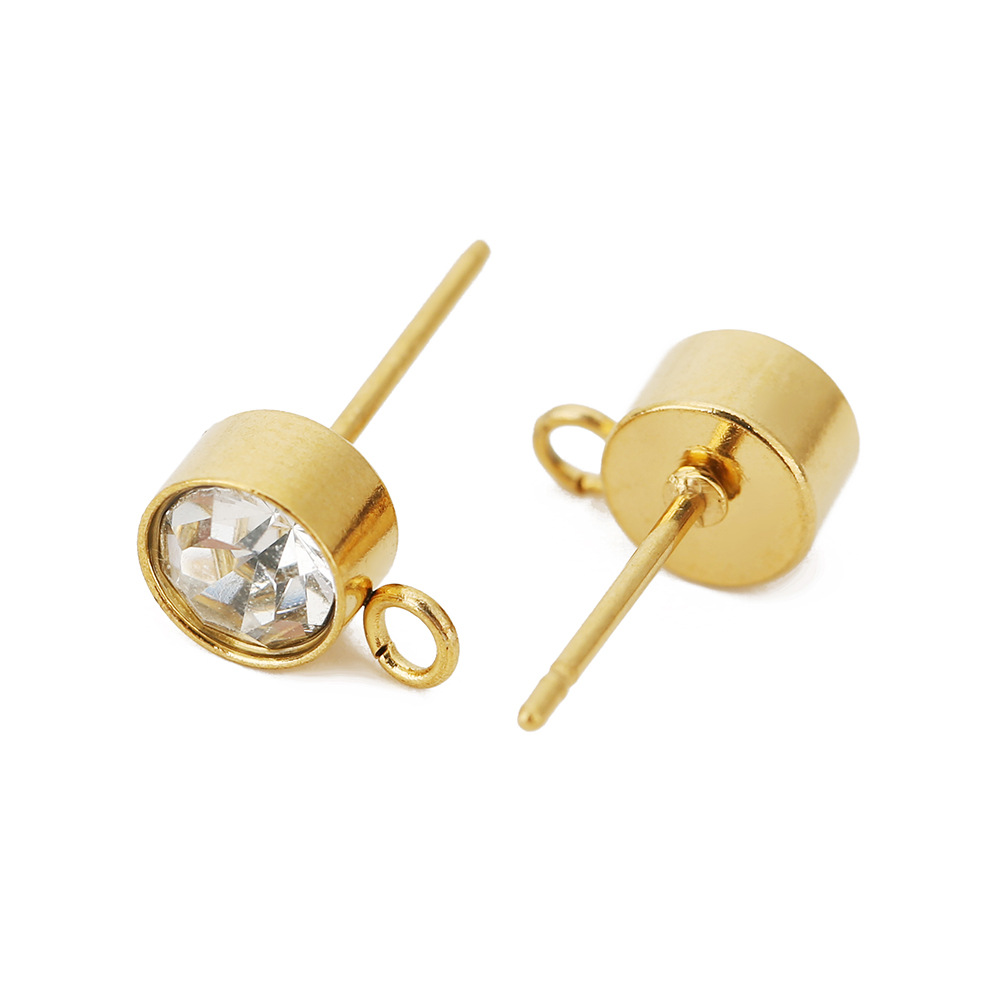 Zircon Inlay Material DIY Jewelry Accessories Classification 20 PCS/Package Diameter 3mm Hole 2~2.9mm 304 Stainless Steel Zircon Geometric Polished Hook Earring Findings