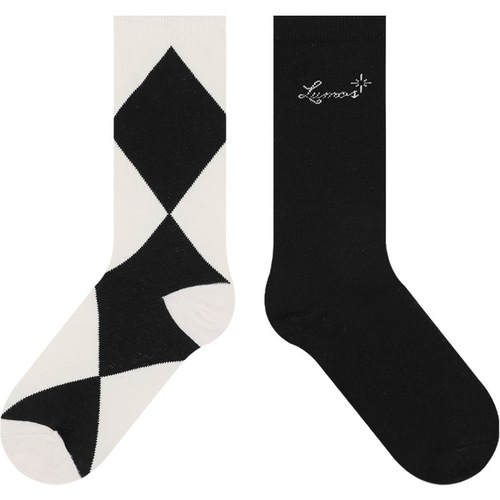 Ladies Business Style Asymmetric Houndstooth British Student Lady Short Socks JK Socks Female Middle Calf Socks Wholesale