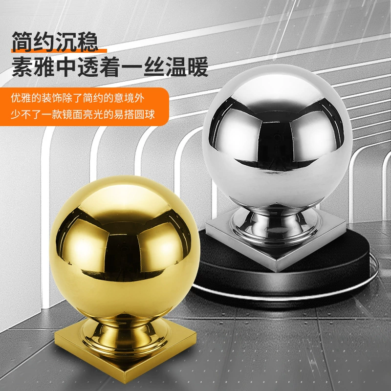 Производитель изготавливает на заказ перила для лестниц из нержавеющей стали с полыми шариками, квадратными держателями для шариков и декоративными соединенными сферами.