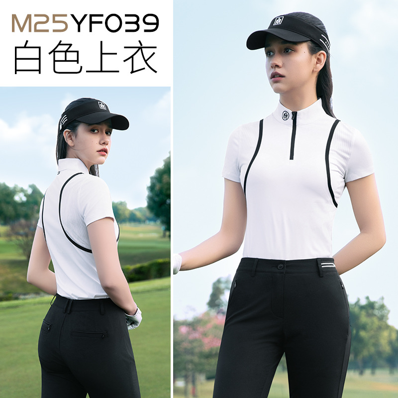 Áo thun nữ cổ tròn tay ngắn golf tennis thể thao UPF50 hút ẩm — Áo trắng [lưới thoáng khí/diệt khuẩn cấp 3A/hút ẩm/UPF50] M25YF039, Áo đen [lưới thoáng khí/chống vi khuẩn cấp 3A/hút ẩm/UPF50] M25YF039