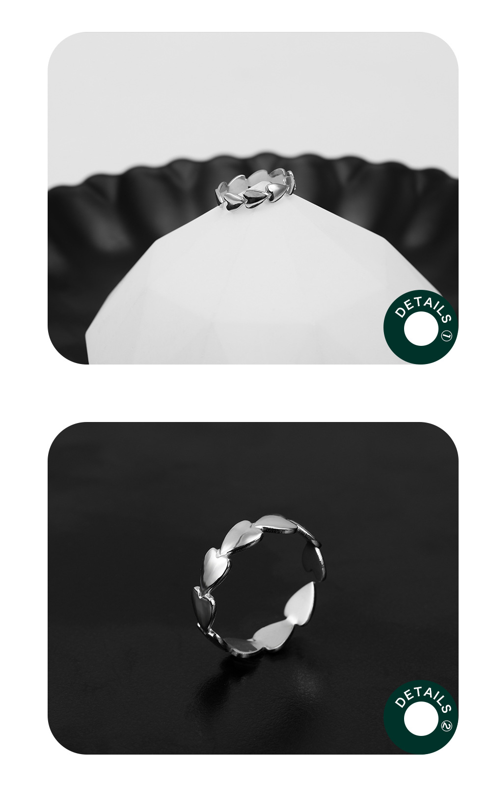 Fashion Heart Shape Stainless Steel Open Ring Plating Stainless Steel Rings