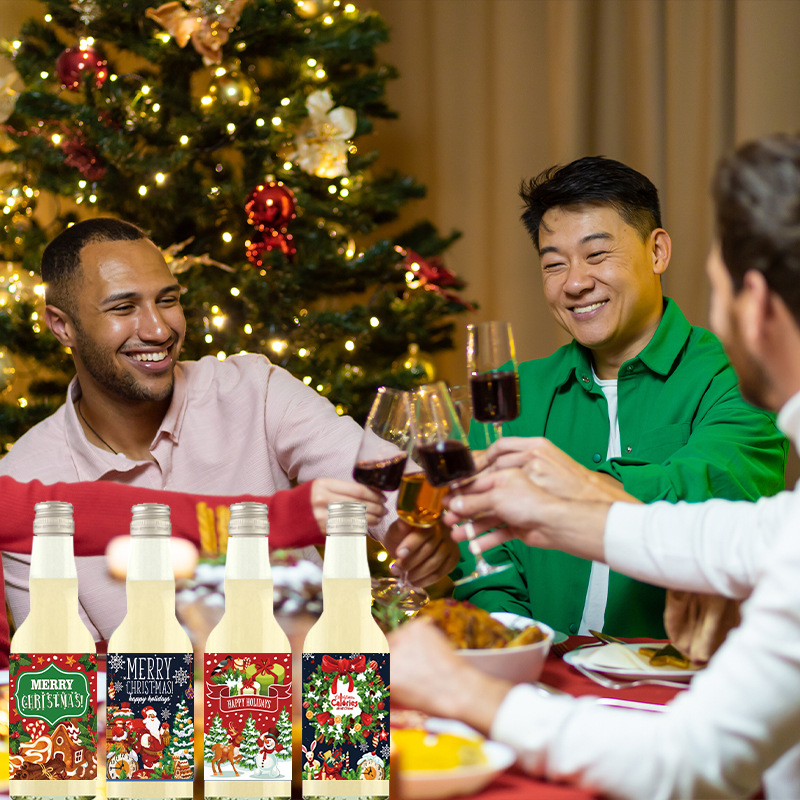 Nueva Etiqueta de botella de Navidad transfronteriza 24 piezas pegatinas Feliz FIESTA DE Navidad atmósfera accesorios de diseño