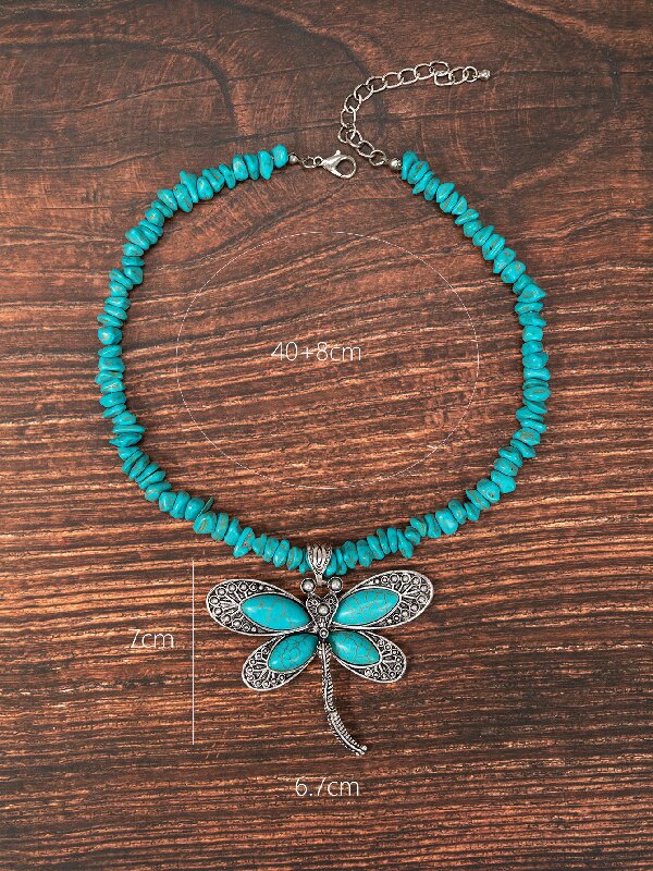 Wholesale Jewelry Novelty Simple Style Dragonfly Alloy Turquoise Plating Pendant Necklace display picture 5