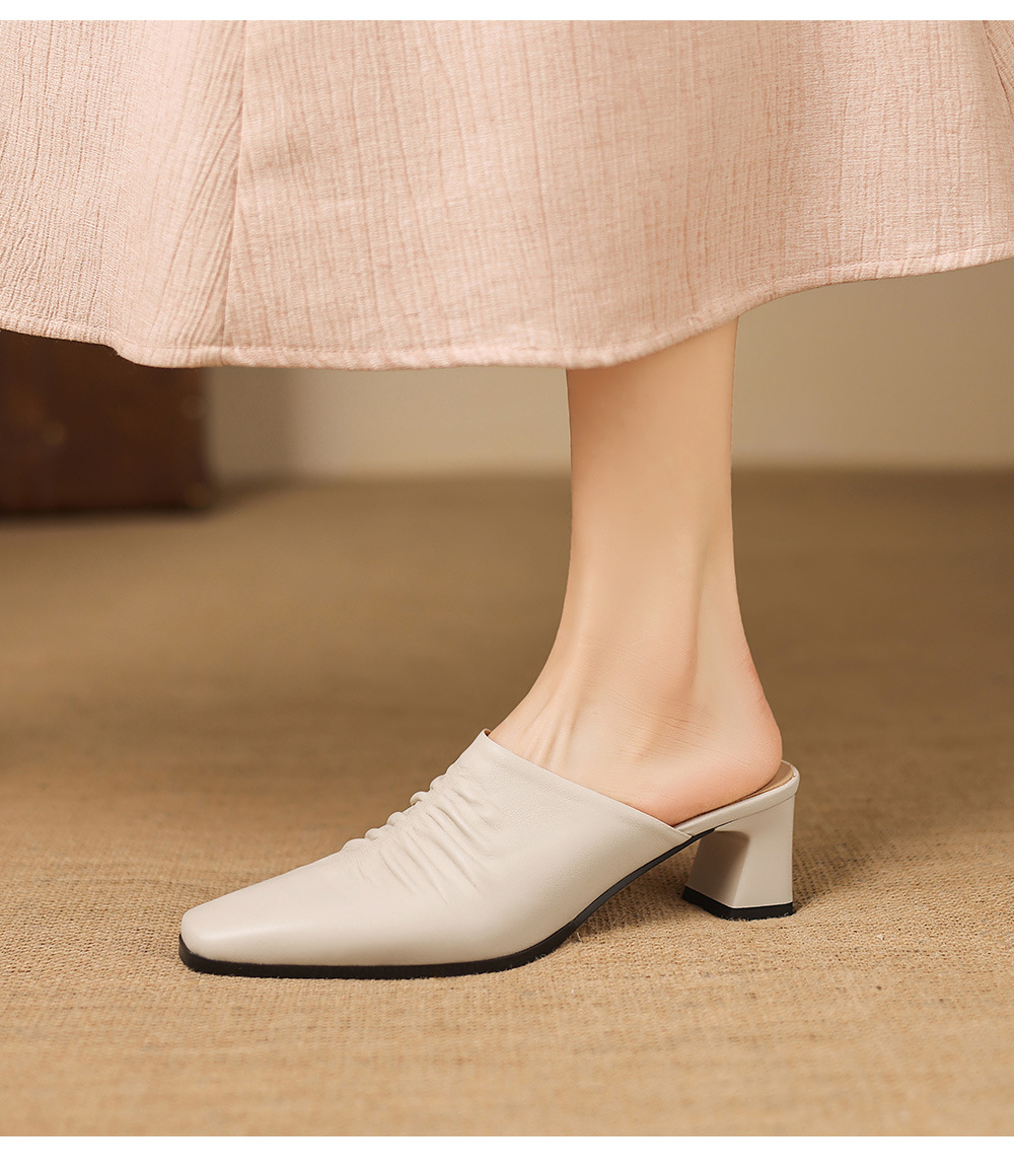 Sandal cao gót nữ mũi kín gót hở, gót 5 cm — đen chi tiết 13