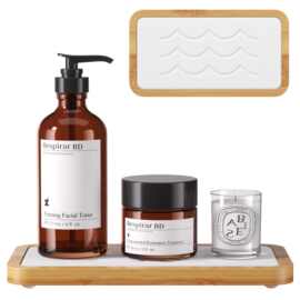亚马逊竹制硅藻泥置物架厨房台面四脚洗漱杯垫吸水速干石盘肥皂托
