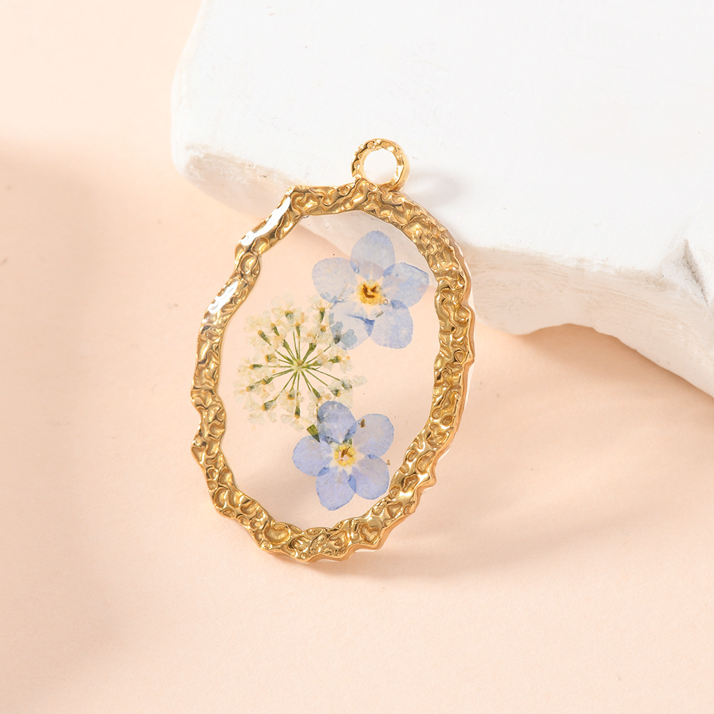 Colgante único suministro transfronterizo transparente colgante de flores inmortales accesorios joyería diy flores secas colgante colgante al por mayor