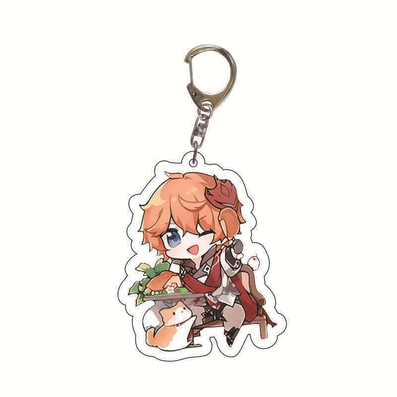 Original Dios juego de dibujos animados llavero acrílico Rayo general Zhong Li Gan Yu Ke Li colgante privado