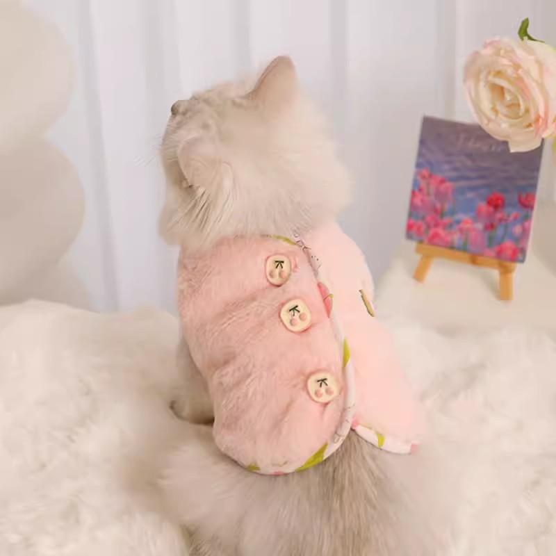 Ropa de gato invierno mascota paño muñeca gato gatito chaleco Otoño e Invierno gatito otoño cálido chaleco anti-pelusa