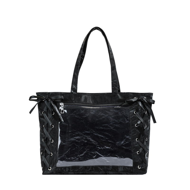Bolsa de gran capacidad para mujeres dulces niñas de dos dimensiones transparentes 2025 primavera y verano pequeñas bolsas de hombro bajo la axila fresca