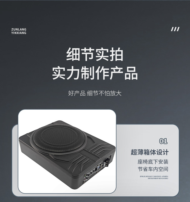 Source Factory 10inch Car Subwoofer 12V Ultra-Thin Active Under-Seat Pure Bass Modification Wholesale in Stock