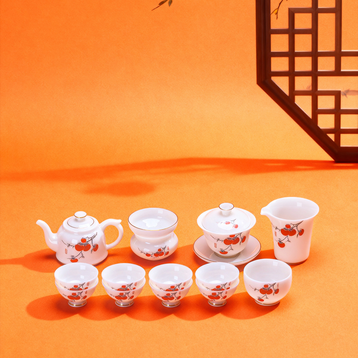 冰种玉瓷功夫茶具套装礼盒装泡茶会客家用办公室企业LOGO新中式