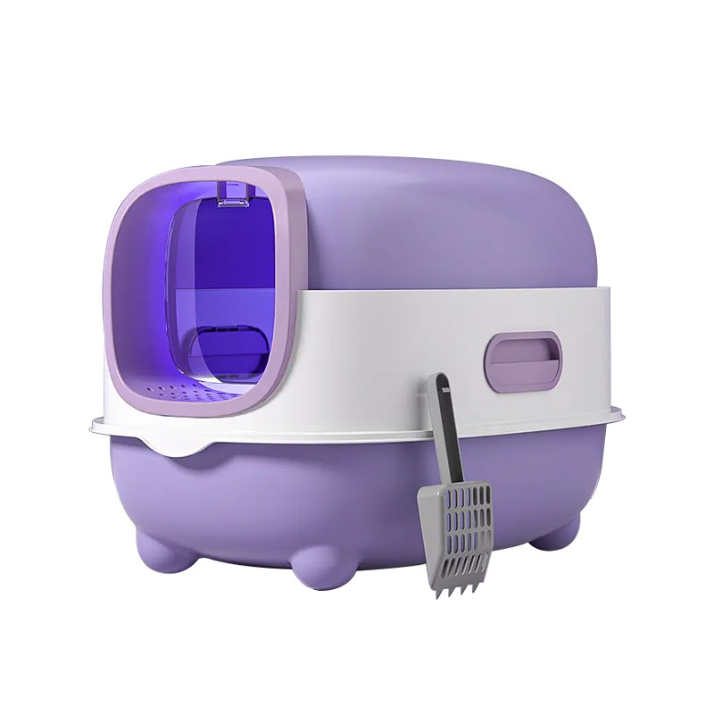 Basina de arena para gatos gran tamaño totalmente cerrada esterilización ultravioleta inodoro para gatos desodorizante automático tipo tapa levantada al por mayor basina de heces para gatos