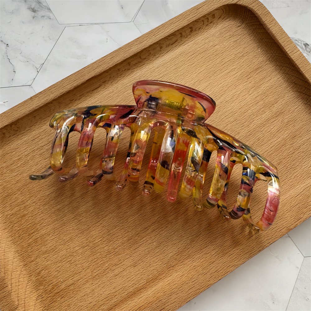 Resin Material Printing Pattern Elegant Retro Women's Printing Resin Stoving Varnish Hair Claws