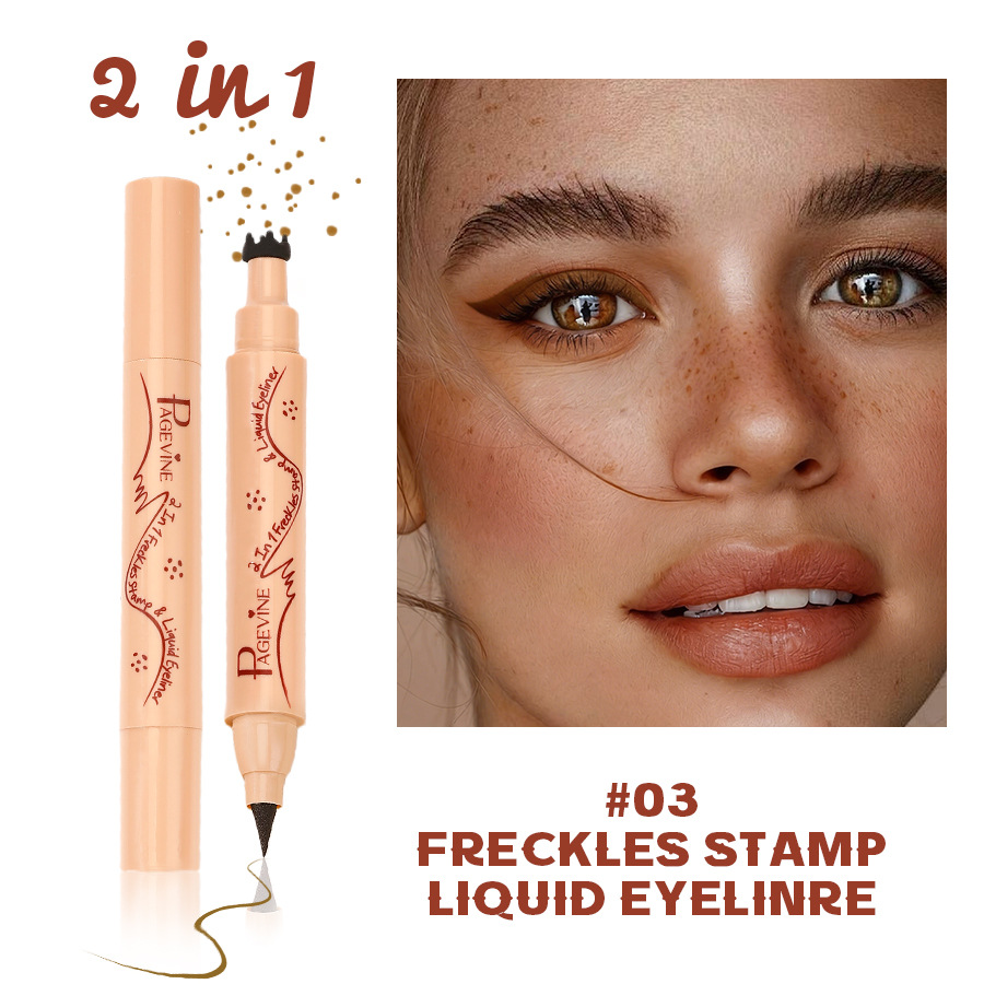 Transfronterizo maquillaje de color PAGE VINE sello de dos cabezas pecas rápido secado impermeable punto punto de punto lápiz de línea de ojos impermeable sin manchas
