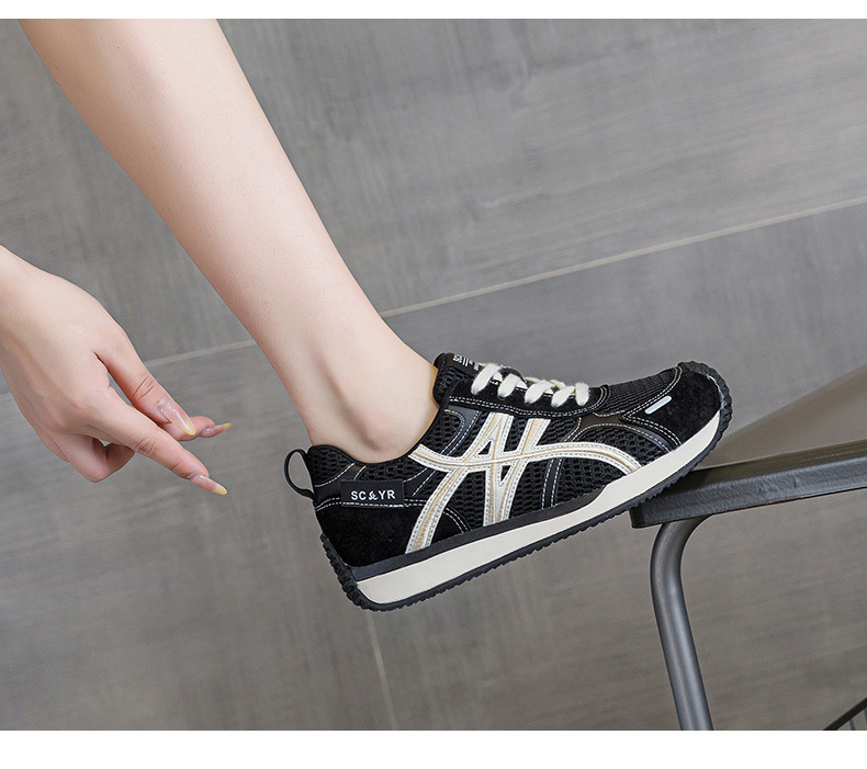 Giày sneaker nữ da thật đế chunky tăng chiều cao phong cách cổ điển — M2912 phẳng màu đỏ, M2912 đáy phẳng màu be, M2912-1 nâng cao bên trong màu be, M2912-1 nâng cao bên trong màu đỏ chi tiết 26
