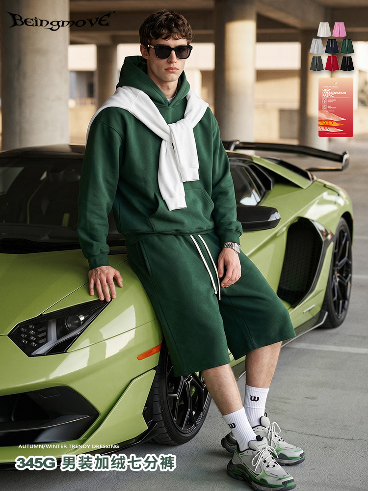 Calle secada| 2026 otoño estilo americano de moda pesado rectas y pantalones de terciopelo sueltos pantalones cortos deportivos sólidos
