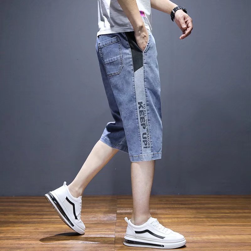 Denim Shorts Men's Capri Pants Summer Thin Trendy Brand Loose Straight Pants Men's 2022 New Mid-length Pants