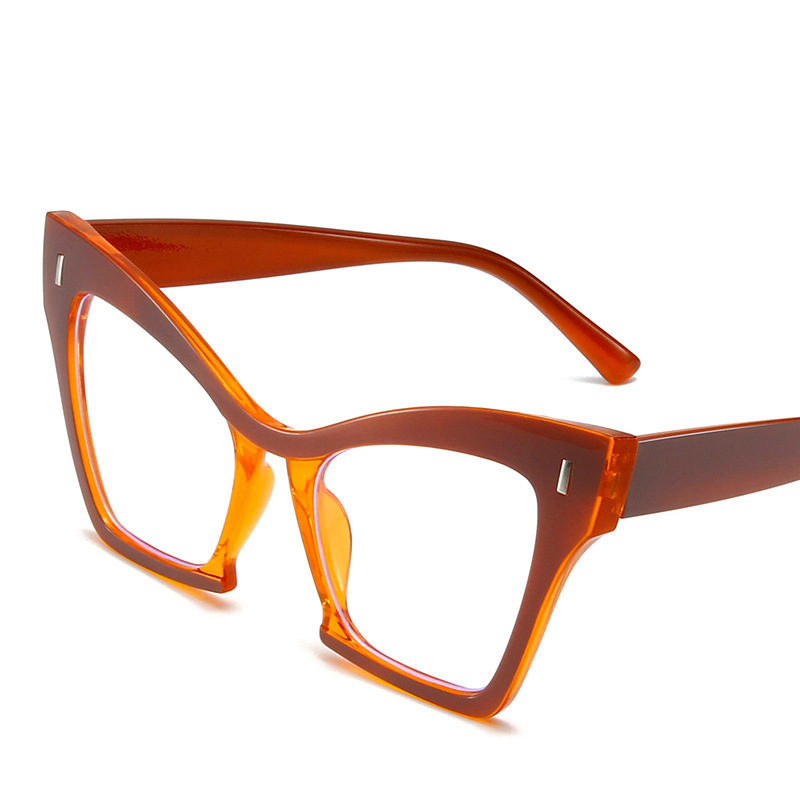Marco grande transfronterizo a juego de color, cara sin personalidad, ojos de gatito, lente plana anti-luz azul, gafas de montura de miopía europeas y americanas