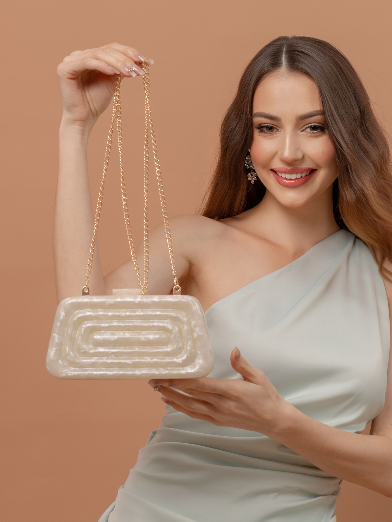 Elegant Acrylic Clutch Bag – Vintage-Inspired Evening Handbag With Chain Strap, Magnetic Closure & Phone Pocket_voghion.com