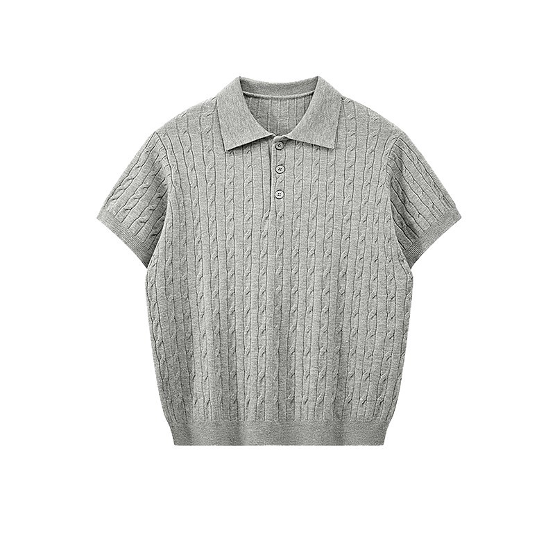 Camisas polo de manga corta de estilo antiguo camiseta de punto hombre torcido británico de negocios camiseta de hielo comercio internacional al por mayor