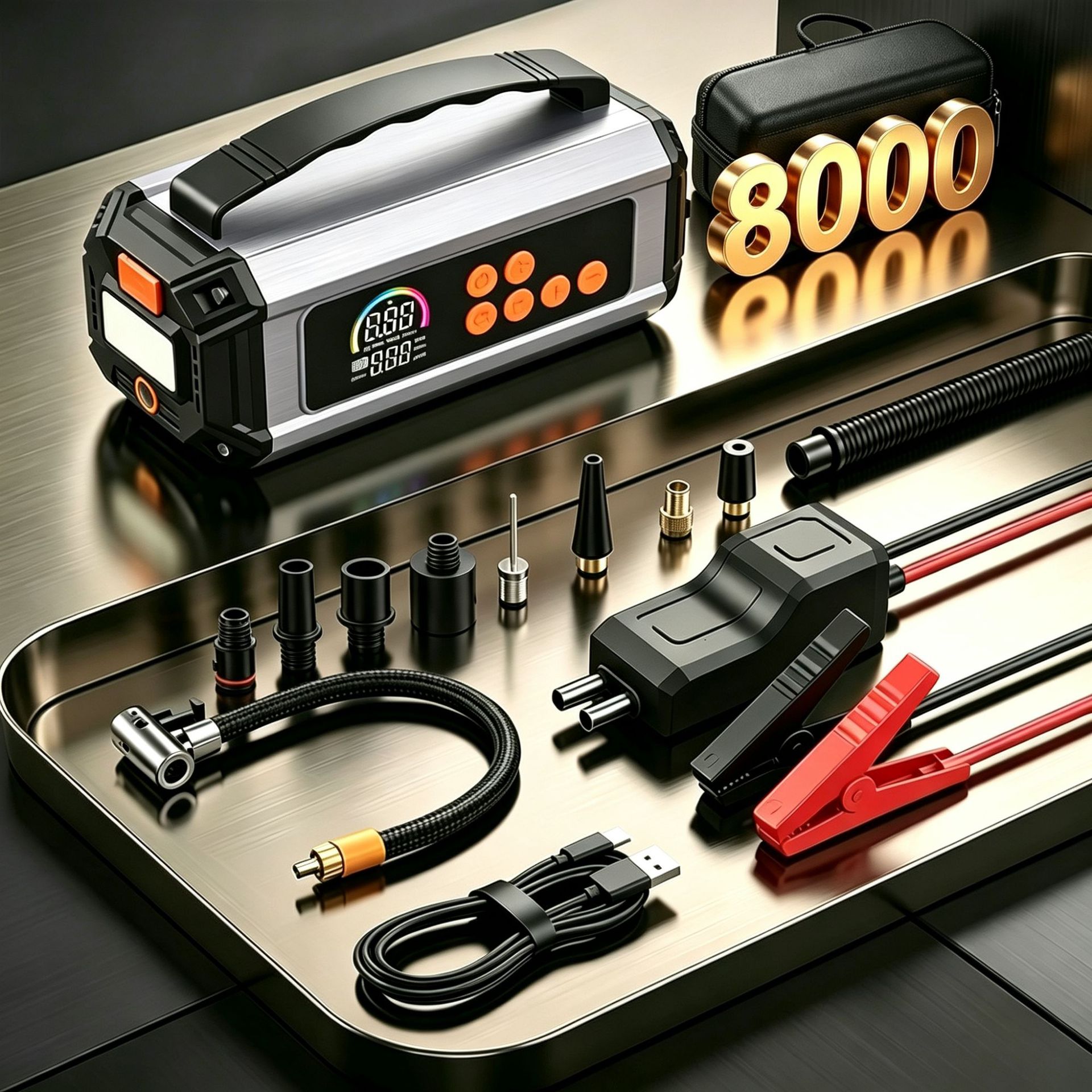 Bomba de aire eléctrica multifuncional portátil con treo eléctrico todo en uno al por mayor dedicada a la bomba de aire de automóviles montada en automóviles