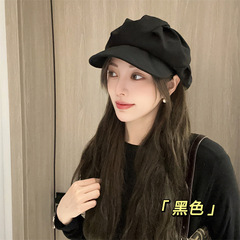 秋季新款褶皱纯色云朵贝雷帽大头围百搭休闲韩版素颜显脸小八角帽