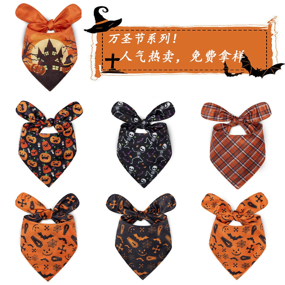 Трансграничная любимчика треугольник полотенце внешней торговли Хэллоуин собака Слюна полотенце двойной слой шарф любимчика Кошка домашнее животное нагрудник полотенце