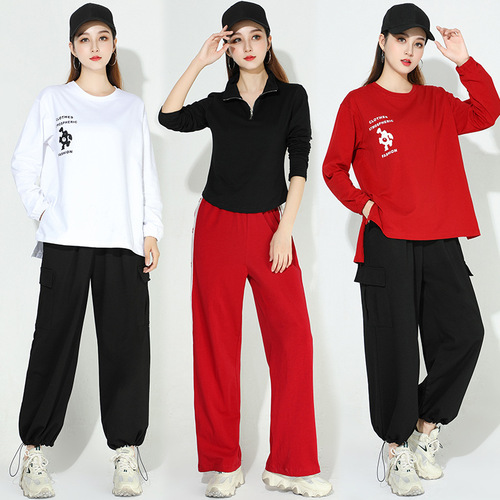  Sports Plunge Dance Sweatshirt Long Sleeve Fashion Stand Collar Team Performance Wear with Custom Printing 2278, 2279 Set