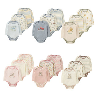 Cross-Border 0-9 Months Newborn Summer Breathable Long-Sleeved Baggy Cartoon Triangle Hoodie Cotton One-Piece Crawling Suit