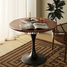圆形餐桌家用客厅休闲咖啡桌洽谈桌子小户型出租屋阳台郁金香圆桌