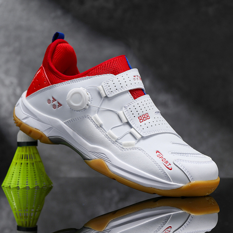 New Swivel Buckle Casual Badminton Shoes Breathable Couple Style Lightweight Table Tennis Shoes Men's Tennis Training Shoes