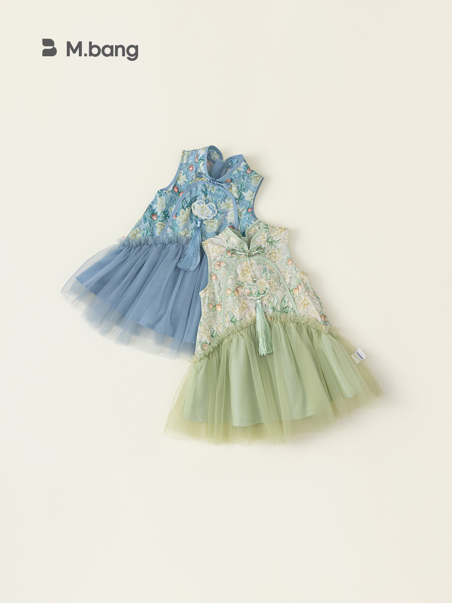 Yubao ropa infantil estilo nacional ropa de verano para niñas nuevo vestido chino de verano vestido de bebé sin mangas image 1