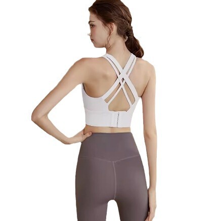 Sports bra women's push-up anti-sagging yoga vest outer wear big breast fat mm large size running shockproof fitness bra