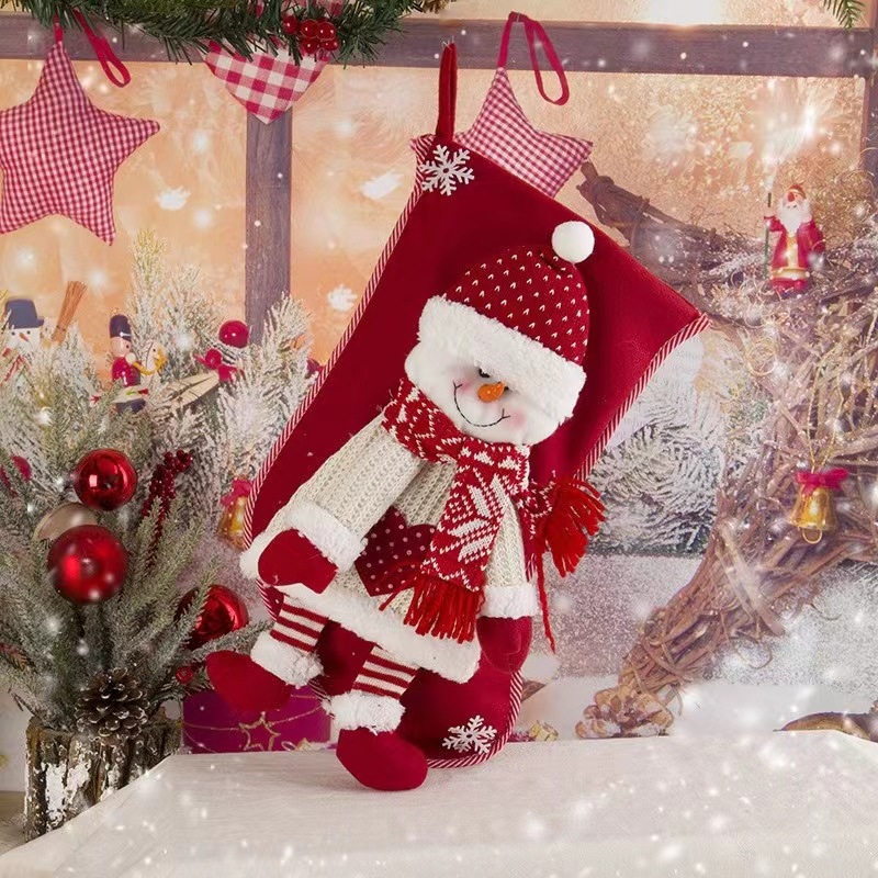 Grandes calcetines de muñeca de Navidad a cuadros decoración de Navidad niños bolsa de regalo dulces calcetines bolsa de regalo