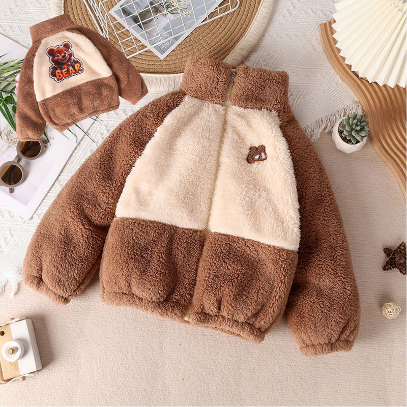 Children's Fleece-Lined Thick Winter Coat for Girls, Boys' Sweater, Autumn and Winter Warm Top for Babies, Versatile for Autumn and Winter