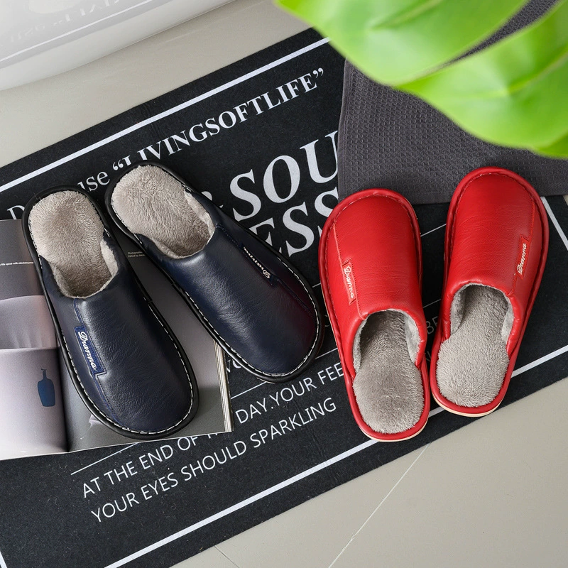 Водонепроницаемые хлопковые тапочки из ворса, женские зимние домашние туфли Velvet Moon, Нескользящие теплые хлопковые тапочки на толстой подошве для мужчин