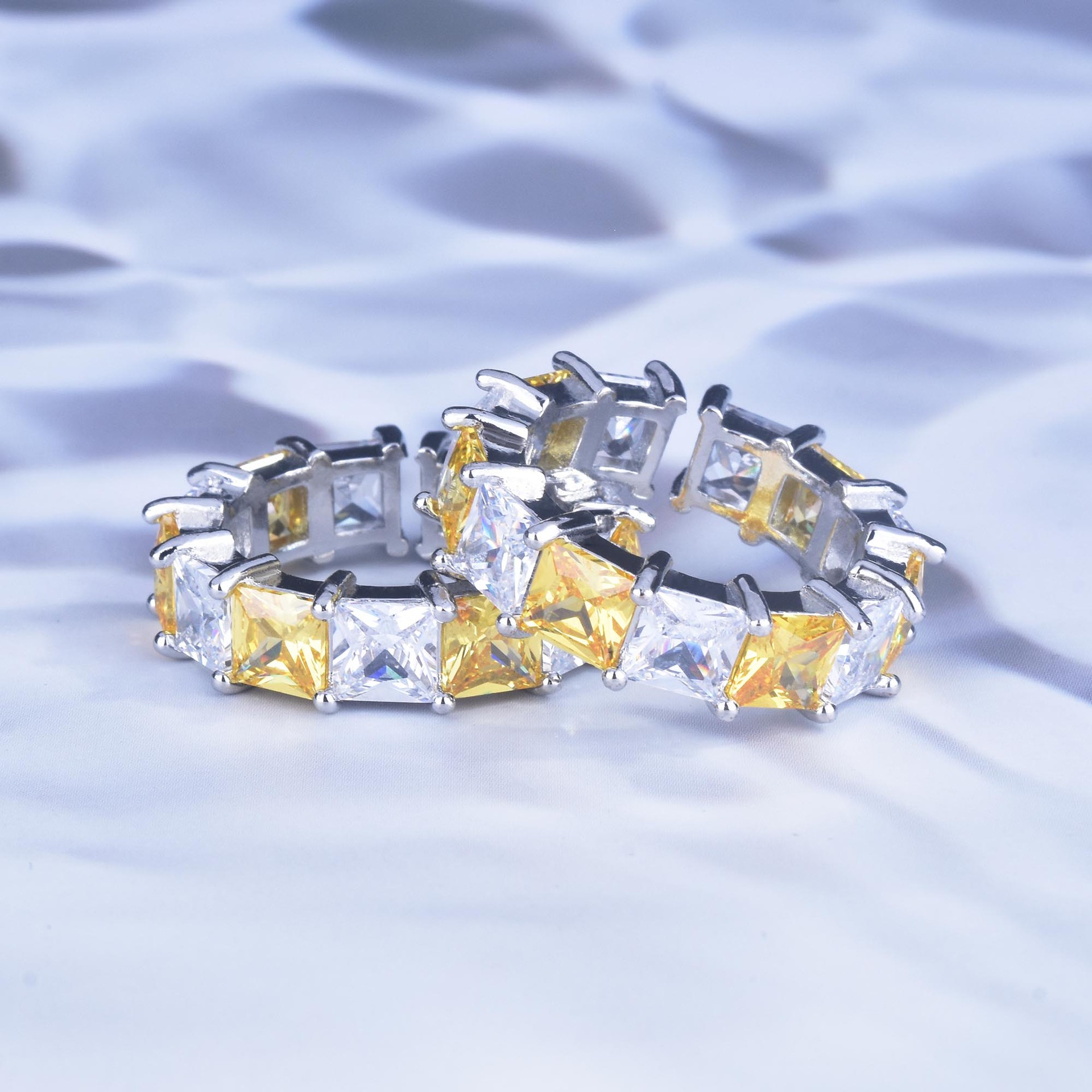 European And American Luxury Square Diamond Flash Zircon Color Treasure Open Ring Wholesale display picture 4