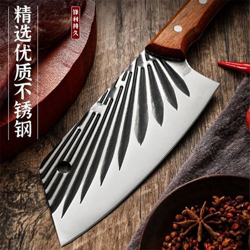 Factory Direct Selling Stainless Steel Kitchen Knife Feathers Fish Scale Pattern Knife Lightweight Sharp Slicing Meat Vegetable Kitchen Knife for Women