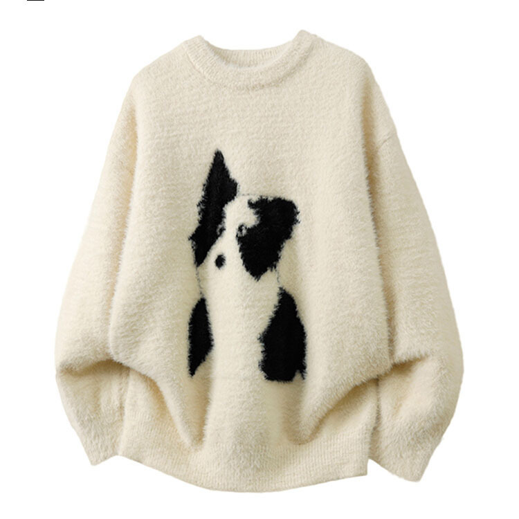 Explosiones transfronterizas de tamaño europeo de tamaño grande de dibujos animados perros de peluche suave glutinoso jersey suéter hombre otoño invierno fábrica al por mayor